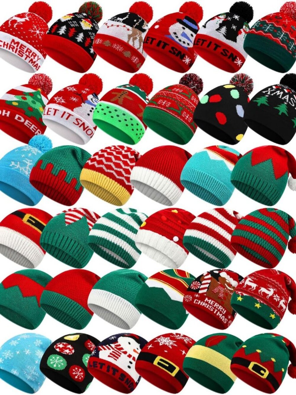 Cozy Christmas Knitted Santa Hat with Pom - Bulk Holiday Beanie for Festive Fun